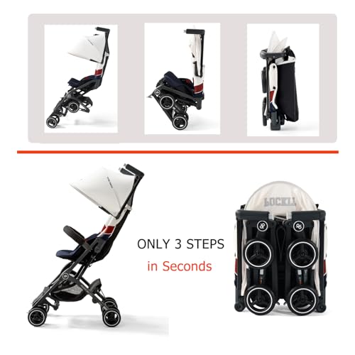Image of gb Pockit+ All-Terrain, Ultra Compact Lightweight Baby pockit Travel Stroller for Babies & Toddlers, Carry-On Flight Luggage Compliant, White&Blue