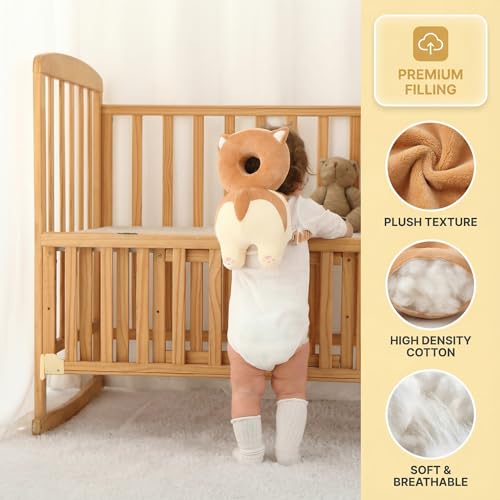 Image of Baby Head Protector Backpack - Soft & Lightweight Head Protection Pillow for Bebe Walking and Crawling(Corgi)