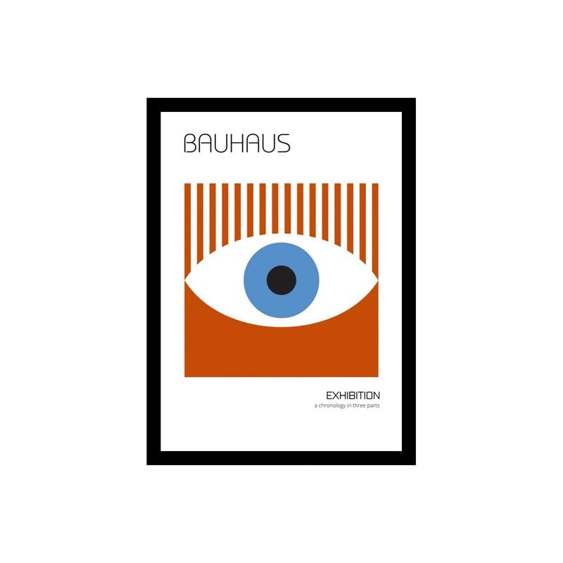 Image of BLINKART Vintage Bauhaus Retro Geometric Aesthetic Poster Gallery | Colorful Wrap Framed For Home Office Studio Living Room Modern Art Studio Decoration Abstract Shapes | (d75) | 13x10 Inch