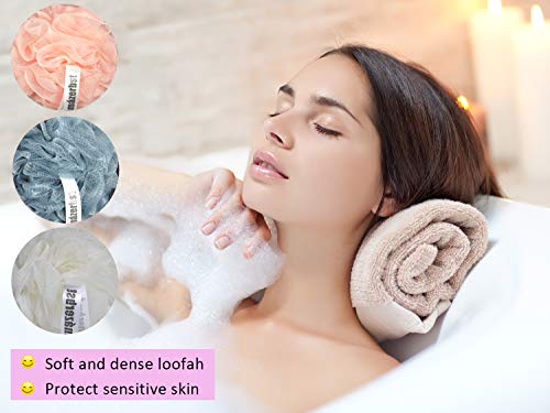 Amazerbst loofah,Loofah Sponge for Women and Men, Shower Loofah Set of 3 - Thumbnail 5