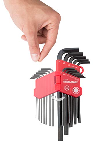 Image of Steelman 13-Piece Long Arm Hex Key Wrench Set, Inch (SAE), Extended Length Driver Shafts for Long Reach, Chamfered Ends, Durable Steel Resists Distortion