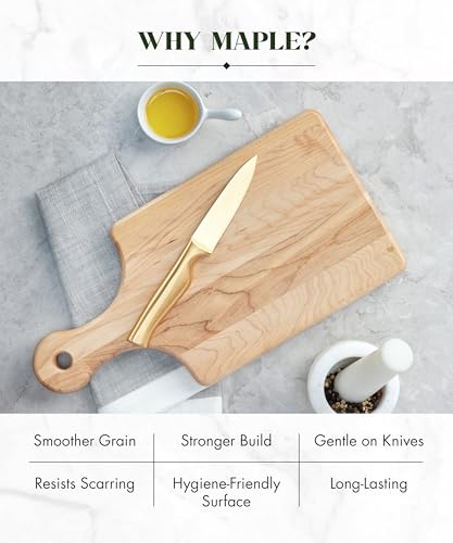 Tabla de cortar rectangular de madera de arce con mango miniatura 3