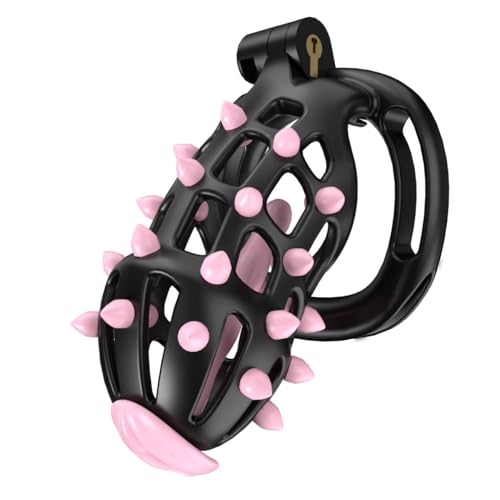 Men's Fitness Cage with Pink Silicone Studs, Featuring an Adjustable Wearable Invisible Waistband (A124US) (B5B)