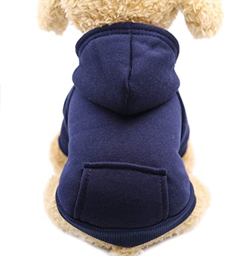 Idepet Pet Dog Hoodies Dog Clothes For Small Dogs Vest Chihuahua Clothes Warm Coat Jacket Autumn Puppy Outfits Cats Dogs Clothing(Xs, Navyblue) #TOP6