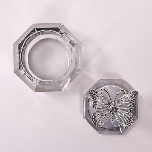 Vaso de cristal para uñas con tapa motivo mariposa miniatura 5