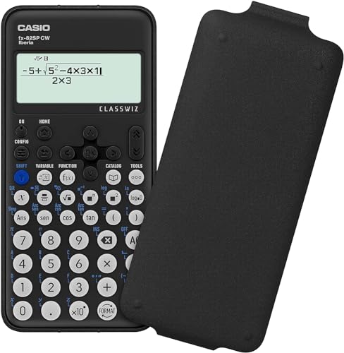 Calculadora Casio FX-82SP CW junto a su funda protectora