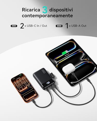 INIU Power Bank, Ultrapiccolo 20000mAh 22,5W PD Ricarica Rapida Caricatore Portatile, USB-C In & Out Batteria Esterna Compatibile con iPhone 17 16 15 14 Plus Pro, Galaxy S24 Ultra, Xiaomi, iPad etc - Immagine 2
