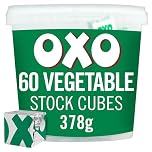 OXO 60 Vegetable Stock Cubes – Full-Bodied Flavour, Plant-Based & Vegan, Ideal for Soups, Stews & Roast Dinners, 378 g (Pack of 1)
