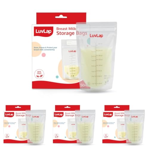 Image of LuvLap Baby Breast Milk Storage Bags 240 ml (Pack of 200), BPA Free BPA Free Leak Proof Zip Lock Disposable Milk Freezer Bags for Breast Feeding