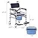 OCKYOOZ 4 in 1 Versatile Chair, Bedside Commode Chair with Flip-up Footrest & Universial Wheels, Adjustable Height Raised Toilet Seat w/Armrests & Backrest, Folding Toilet Lift Bar for Elderly(Black)