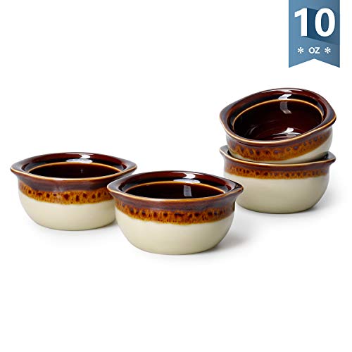 Sweese 114.116 Porcelain French Onion Soup Crocks Bowls - 10 Ounce Top to