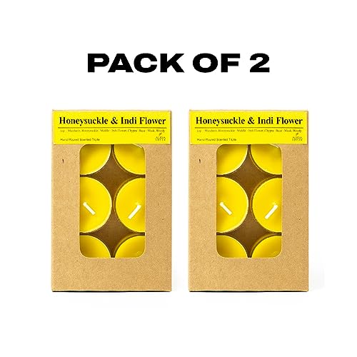 Image of AuraDecor Scented Soy Wax Acrylic Tealight Candle, Organic Luxury Aroma, Aromatic /Aromatherapy Candle || Long Lasting Burning Time (Pack of 1, Honeysuckle & Indi Flower)
