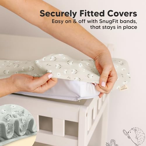 Image of 2-Pack Baby Changing Pad Cover for Girl, Boy - 34x18 Soft Viscose Derived from Bamboo Baby Diaper Changing Table Pad Cover Sheets, Neutral, Snug Fit Nursery Diaper Change Sheets (Daisies)