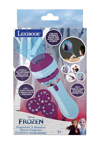 Lexibook Stories projector, Frozen torch light and projector with 3 discs, 24 images, create your own stories, LTC050FZ