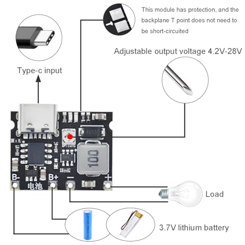 DAOKAI Battery Charger Board,18650 Lithium Li-ion Battery Charger module,DC-DC Step Up Boost Module Adjustable charge and discharge 3.7V 4.2V to 5V/9V 1A,with Single battery case,pack of 5 - Image 4