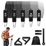 GOGO Resistance Bands Set with Handles for Working Out, Heavy-Duty Strength Bands Kit Gym Equipment (Gray 300lbs)