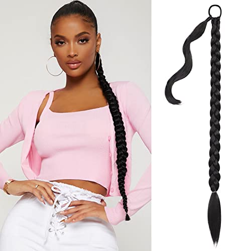 Extensiones de Pelo Coleta Trenzada, 80cm Coleta Postiza de Pelo Lacio Largo Extension para Mujeres...