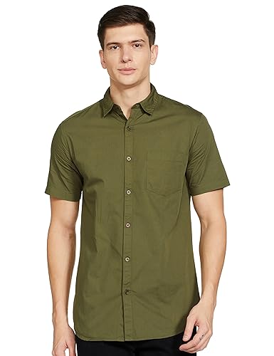 Amazon Brand - Symbol Men's Cotton Shirt | Casual | Plain | Half ...