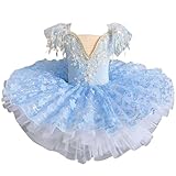 Tytyozay Tutú de Ballet Profesional, Tutú de panqueque de Plato Vestido de Fiesta de Bailarina Traje de Baile de Rendimiento Traje de Baile Traje de Baile,Rosado,150