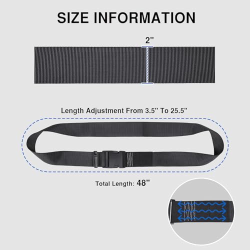 Image of Luggage Straps, Stretchable Luggage Connector Straps for Suitcases, Secure Quick Release Buckle Add A Bag Adjustable Attachment Accessories Belts (Black, 2 inch W)