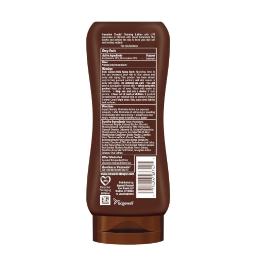 Image of Hawaiian Tropic Sunscreen Protective Dark Tannning Sun Care Sunscreen Lotion - SPF 4, 8 Ounce | Luminous tanning sunscreen, Hydrating shea and cocoa butters, Fast-absorbing texture, Iconic tropical scent, Vegan