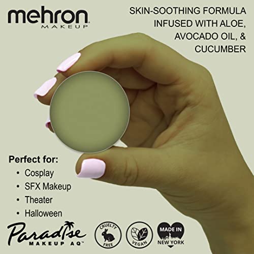 Image of Mehron Makeup Paradise Makeup AQ Refill Size | Stage & Screen Performance, Face & Body Painting, Beauty, Cosplay, and Halloween | Water Activated Face Paint, Body Paint .25 oz (7 ml) (OLIVE)