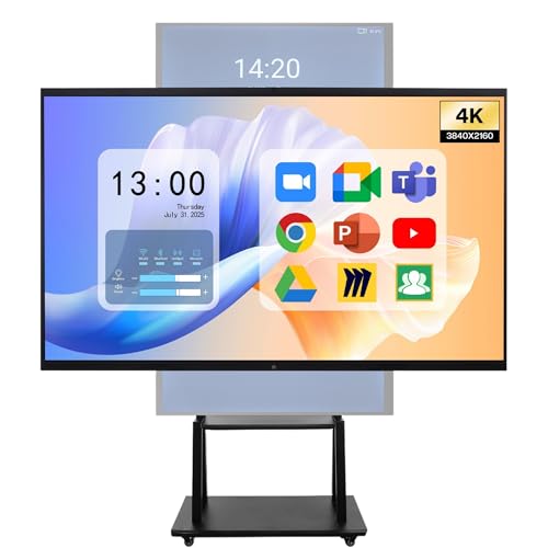 75" 4K UHD Interactive Smart Whiteboard, Touchscreen TV, Digital Whiteboard for Office & Classroom - Intel i5 CPU, 256GB, Android & Windows Dual System, Wireless Screen Sharing - Wall Mount Included