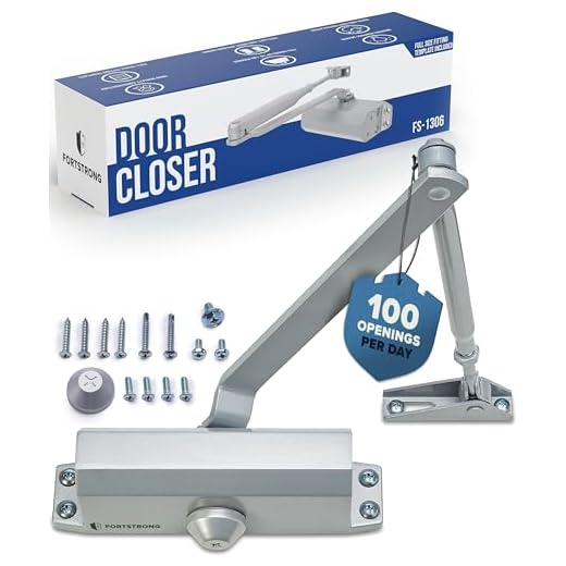 Fortstrong Door Closer FS-1306 Automatic Adjustable Closers, Residential Grade 3 Spring Hydraulic Auto Door-Closer, Easy Installation with Life Size Fitting Template & Instructions Silver Aluminum