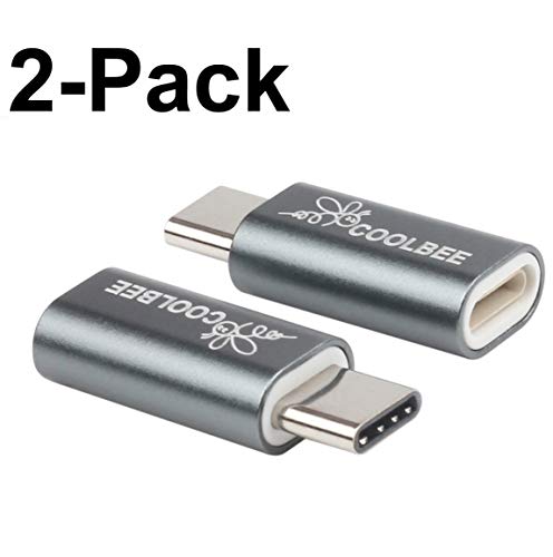8 Pin to Type C Adapter 2-Pack, Coolbee 8-Pin Female to Type C(USB C) Male Charge and Sync Adapter Transfer 8 Pin Cable to USB-C Cable for USBC Type C Devices (Gray)