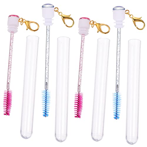 PartyKindom Keychain Makeup Eyelash Brush Set 4pcs Lash Brush Wand Girl's Beauty Accessories