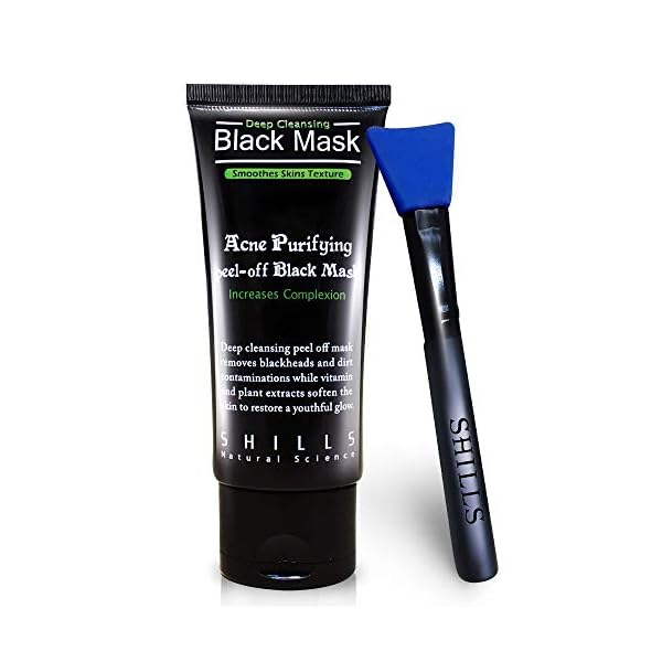 SHILLS-Charcoal-Mask-for-Men-Purifying-Peel-Off-Mask-Black-Mask-Peel-Off-Black-Mask-Deep-Clean-Pore-Blackhead-Remover-1-Bottle-169-fl-oz-and-a-Brush-Set SHILLS Charcoal Mask for Men, Purifying Peel Off Mask, Face Mask Peel Off, Face Mask Deep Clean Pore, Blackhead Remover, 1 Bottle (1.69 fl. oz) and a Brush Set