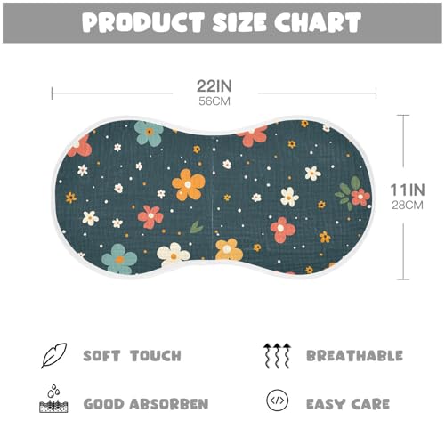 Tiny Flowers Pattern Muslin Burp Cloths 22x11 Inch - 4-Layer Organic Cotton & TPU Waterproof Lining, Absorbent Baby Bibs for Boys/Girls with Hanging Loop4
