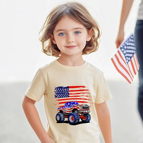 Image of Kids 4th of July Shirt USA Flag Clothes Toddler Boys Girls Children Patriotic Tee Tops 1-7 Years