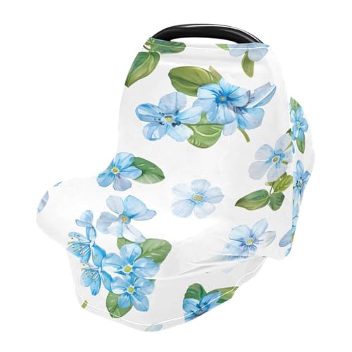 Baby Car Seat Canopy Covers Nursing Cover Stretchy Boys Girls Forget-me-not Flowers Carrier Cover Breastfeeding Cover Breathable