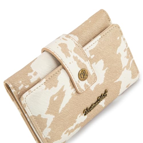 Montana West Small Wallets for Women Trifold Cow Print Wallet Ladies Female Credit Card Cash Wallet Western RFID Blocking Womens Wallets Khaki with ID Window — view 5