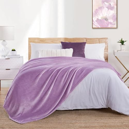Image of Harleen Blankets, 250 GSM Super Soft Flannel Cozy Blankets for Single Bed, Washable Lightweight Blanket for Couch Sofa Bed Office, Warm Plush Blankets for All Season (Lavender Color, Double)