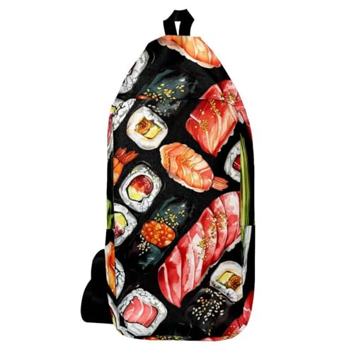Sac à dos à bandoulière saumon sushi pour homme et femme 16x36cm