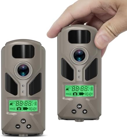 20MP Mini Trail Camera 1080P Hunting Trail Camera with No Glow 940nm Night Vision Motion Activated IP66 Waterproof,80ft Illumination Range Hunting Game Cam for Wildlife Monitoring- Grey-(2 Packs)