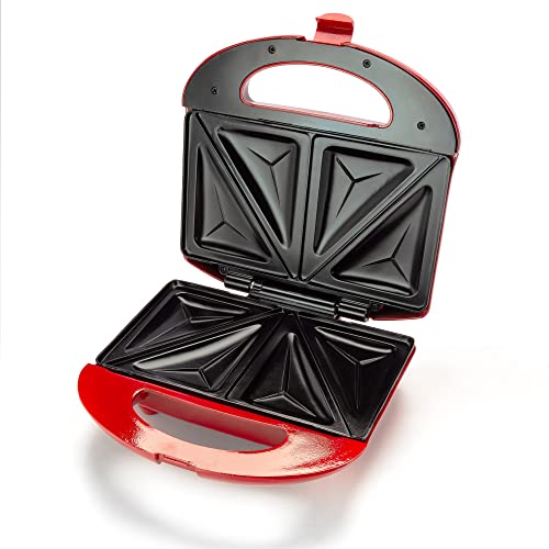 Dominion Electric Indoor Sandwich Grill Maker With Non-Stick Grilling Plates, Countertop Bread Toaster Easy Storage & Clean Perfect For Breakfast Grilled Cheese Egg & Steak, Cherry Red #TOP2