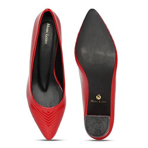 Image of Marc Loire Women's Self Design Comfortable Slip-on Casual Pointed Toe Block Pumps Heels