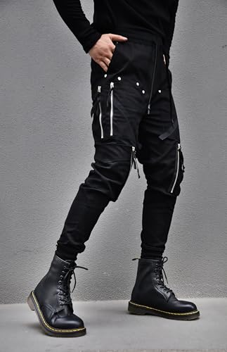 MOKEWEN Men's Street Wear Techwear Cyberpunk Ankle Casual Jogger Cargo Harem Pants with Pocket3