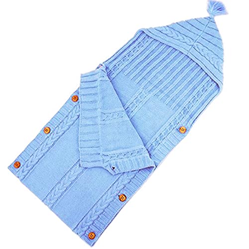 Image of XMWEALTHY Newborn Baby Wrap Swaddle Blanket Knit Wrap Blanket Bag Wrap Blanket Sack Stroller Wrap for Baby Light Blue 0-6 Month