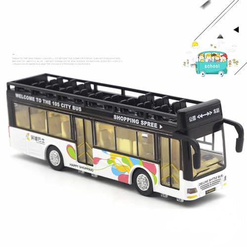 Image of Diecast Metal Long Sight View Double Decker Bus Light & Music Open Door Collection Model Long Bus Toys for Boy Kids