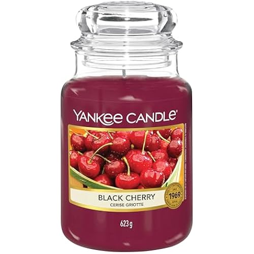Yankee Candle Black Cherry Scented Classic 22oz Large Jar Single Wick Candle Over 110 Hours of Burn Time Ideal for Home Décor and Gifting