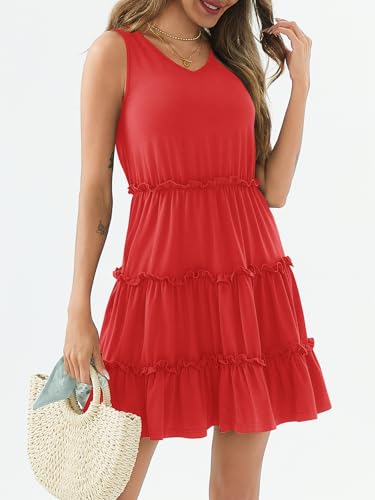 Image of PerZeal Women's 2026 Summer Dress Casual Sleeveless Boho Beach Vacation Outfits Mini Sundress