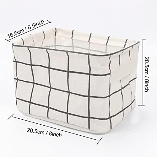 MNEUSHOP 4 Packs Small Storage Baskets Foldable and Waterproof Household Organizer Square Mini Storage Box with Handles for Bedrooms, Toys, Study Rooms, Lounges, Makeup