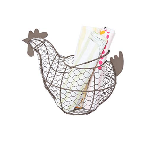 Tag Farmhouse Rustic Vintage Chicken Wire Basket With Handle For Eggs Fruit And Kitchen Living Room Home Decor Decoration Storage Collecting Brown #TOP7