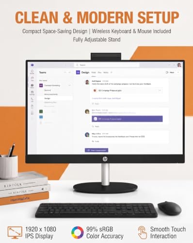Image of HP 27 inch Touchscreen All-in-One Desktop Computer, 16GB RAM, 1TB SSD R7 7730U