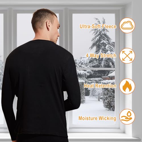 YakiterMen's Cotton Thermal Underwear Set Shirt Pants Long Johns, Triple Skin Friendly for Better Health, Without Pilling or Fading, Suitable for Any Occasion in Daily Life-XL