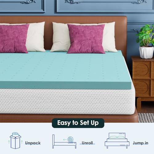 Image of FDW | 8 inch Queen Mattress + 2 inch Cooling Mattress Topper | Gel Memory Foam | Medium Firm Feel | White | with Washable Cover for Cool Sleep and Pressure Relief | Bed in a Box, CertiPUR-US Certified